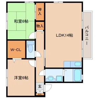 京都府木津川市州見台3丁目【アパート】の間取り