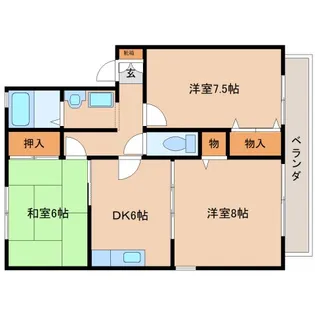 奈良県大和郡山市池沢町【アパート】の間取り