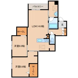 奈良県生駒市谷田町【マンション】の間取り