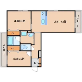 サクラ・メゾン西大寺【2階】の間取り