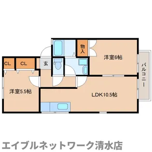 静岡県静岡市清水区谷津町1丁目【アパート】の間取り