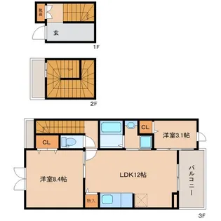 2LDKの間取り画像