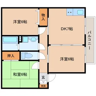 京都府木津川市梅美台7丁目【アパート】の間取り