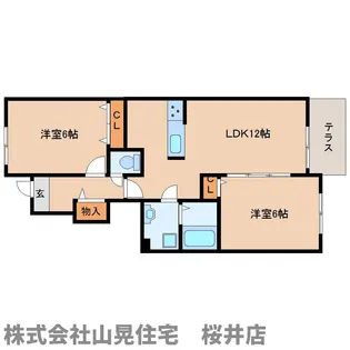 奈良県桜井市大字谷【アパート】の間取り