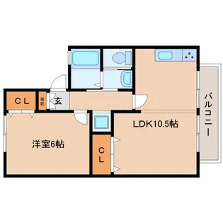 奈良県生駒市谷田町【アパート】の間取り