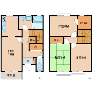 奈良県生駒市生駒台北【テラスハウス】の間取り