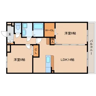 インフィニティ生駒【7階】の間取り