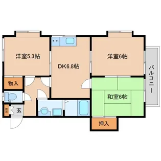 奈良県生駒郡三郷町立野北3丁目【アパート】の間取り