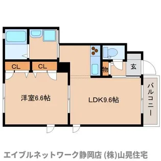 静岡県静岡市駿河区下川原6丁目【アパート】の間取り