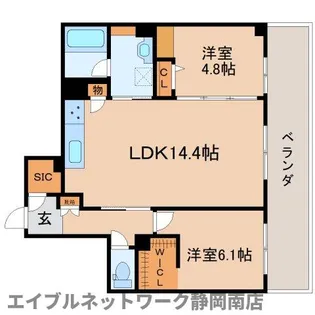 グランダルシュ大坪【1階】の間取り
