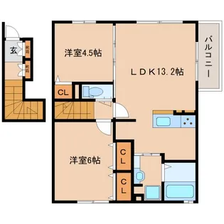プラムコート大安寺A棟【2階】の間取り
