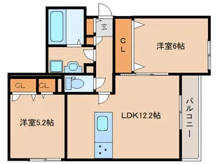 奈良県天理市杉本町【アパート】の間取り