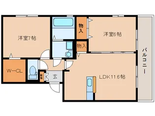 奈良県大和郡山市小泉町【アパート】の間取り