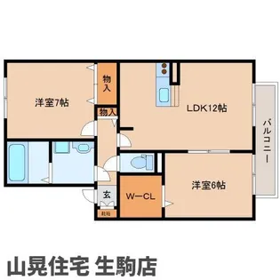 ルミエール南生駒Ⅲ【2階】の間取り