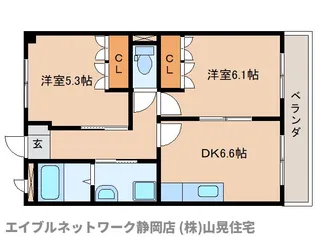 静岡県静岡市駿河区北丸子2丁目【マンション】の間取り