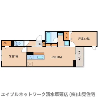 静岡県静岡市駿河区谷田【アパート】の間取り