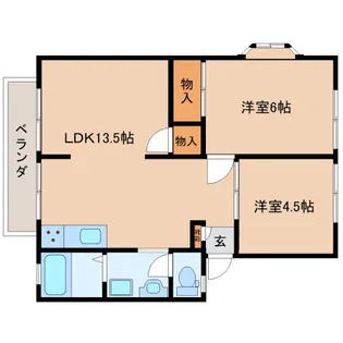 ウインディア瀧川A【2階】の間取り