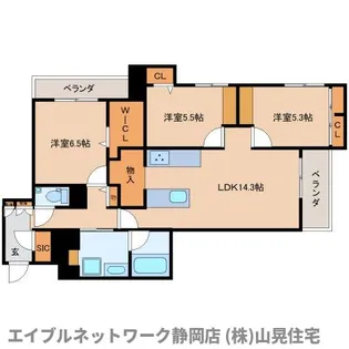 静岡県静岡市葵区東草深町【マンション】の間取り