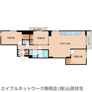 静岡県静岡市葵区東草深町【マンション】の間取り