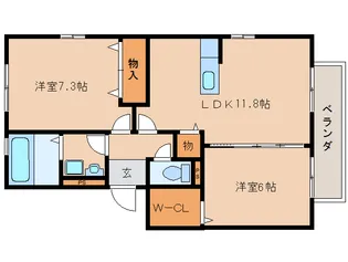 リビングタウン天理 B棟【3階】の間取り