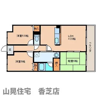 奈良県香芝市五位堂2丁目【マンション】の間取り