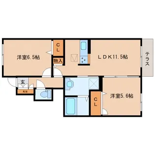 シャーメゾン龍田【1階】の間取り