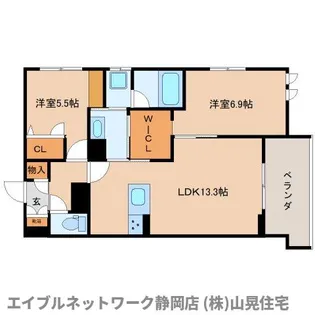 静岡県静岡市葵区上足洗1丁目【マンション】の間取り