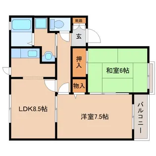 京都府木津川市梅美台1丁目【アパート】の間取り