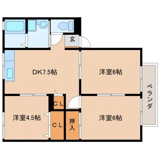 奈良県大和郡山市筒井町【アパート】の間取り