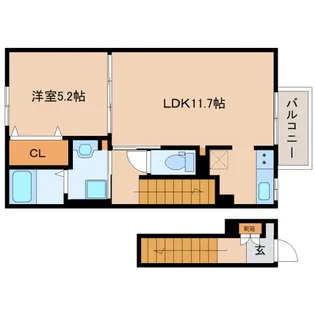 奈良県香芝市今泉【アパート】の間取り