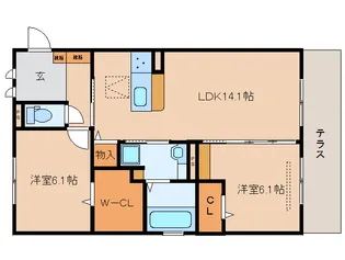 奈良県奈良市大安寺7丁目【アパート】の間取り