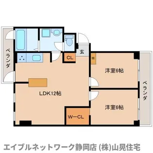 静岡県静岡市駿河区東新田4丁目【マンション】の間取り