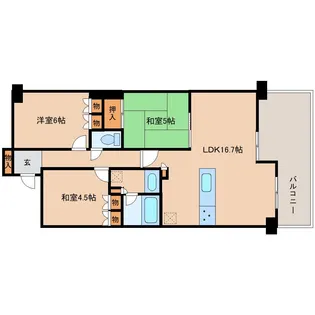 奈良県奈良市学園大和町6丁目【マンション】の間取り