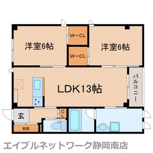 AXEgemini(アクスジェミニ)【2FSW2号室】の間取り