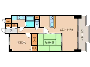 奈良県奈良市富雄元町2丁目【マンション】の間取り