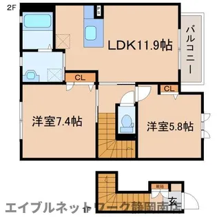 アプリコットハウス【2階】の間取り