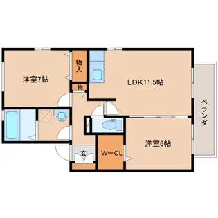 シャルマン高畑 A【2階】の間取り