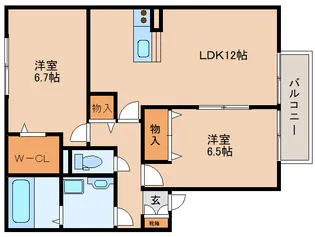 ルミエール南生駒Ⅱ【2階】の間取り