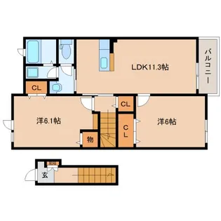 クレメント・オーブ【2階】の間取り