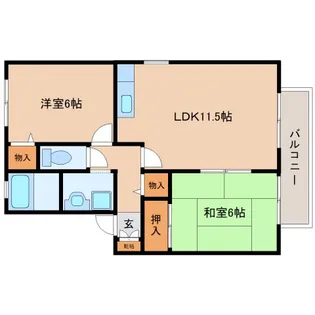 セジュール大安寺Ⅱ【205号室】の間取り