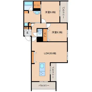 シャーメゾンオークルート奈良【2階】の間取り