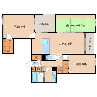 シャーメゾンオークルート奈良【4階】の間取り