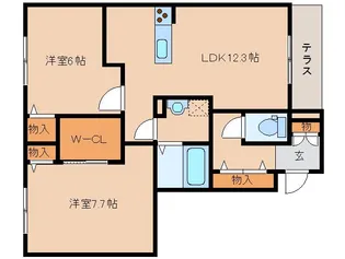 アシスト木津B【103号室】の間取り