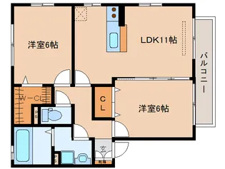 リビングタウン四条大路D棟【2階】の間取り