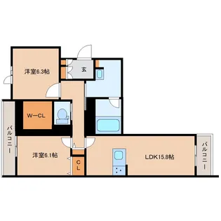 アンド ベンジャミン【3階】の間取り