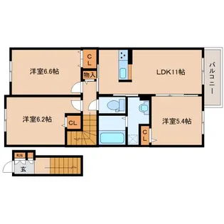 シャーメゾン龍田【2階】の間取り