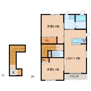 ヴィルコート【202号室】の間取り