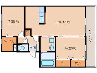 リビングタウン南生駒B棟【3階】の間取り