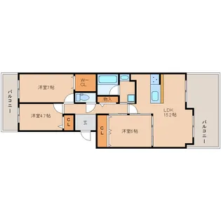 ローレルスクエア登美ヶ丘第1期4番館306号室【3階】の間取り