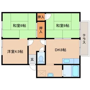 ロイヤルフラッツB棟【1階】の間取り